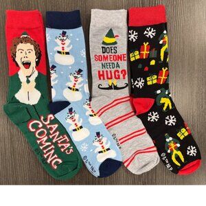 Buddy Elf 4 pairs men's crew socks Gift Box NEW